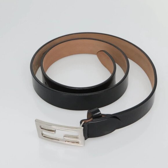 FENDI Belt Leather 41.3"" Black Auth sw412 - Picture 9 of 11